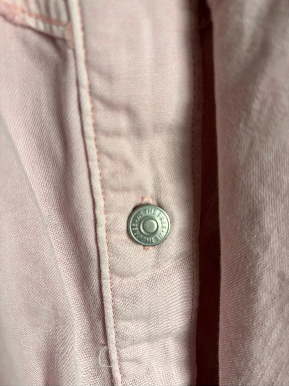 Free People We The Free Hannah Denim Mini Dress Pink Rare XL - Picture 6 of 9